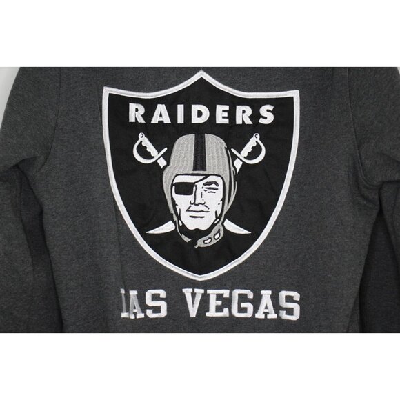NFL Mens Big Logo Spell Out Oakland Raiders Hooded Reversible Jacket A1531 - Picture 14 of 14